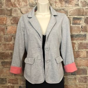 Wet Seal Light Gray Blazer with Pink Cuff Detail